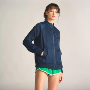 Jaqueta Boyfriend Feminina de Cetim Lavado Azul